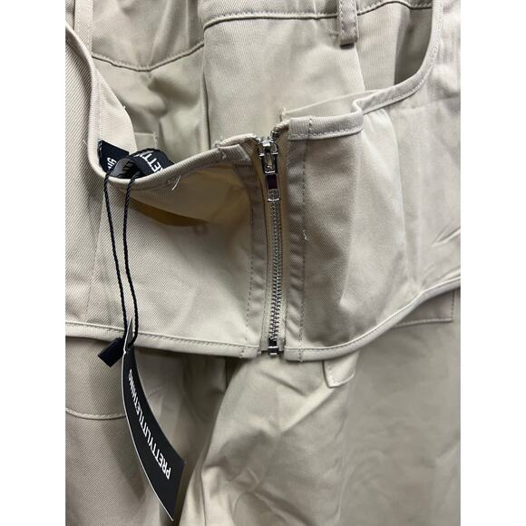 Pretty Little Things Stone Twill Dip Hem Structured Cargo Corset Pant Set Size 6 - Picture 7 of 10